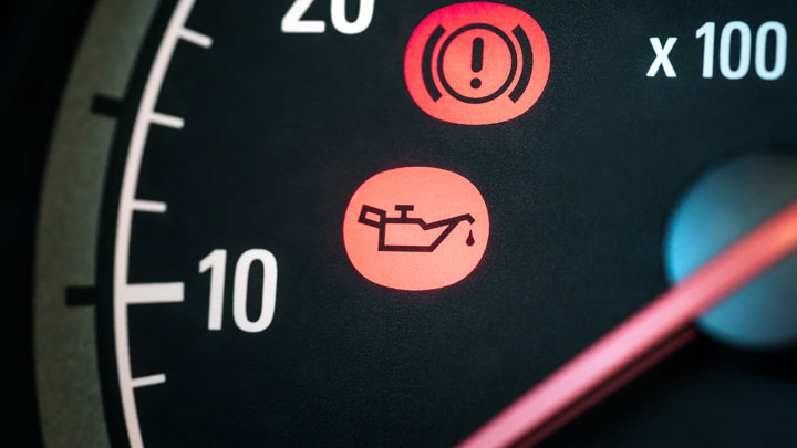 low oil pressure warning light on